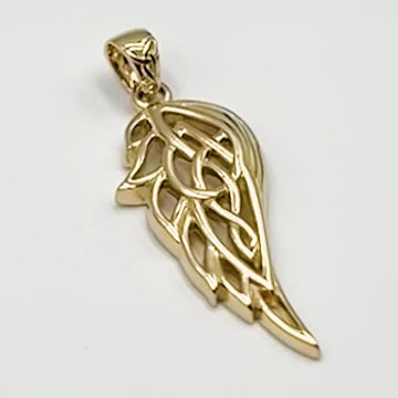 Guardian Angel Celtic Wing 14K Solid Gold Pendant GPD5912